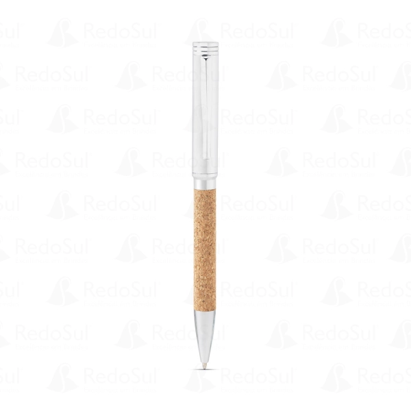 Conjunto de Caneta e Chaveiro em Metal e Cortiça Personalizado